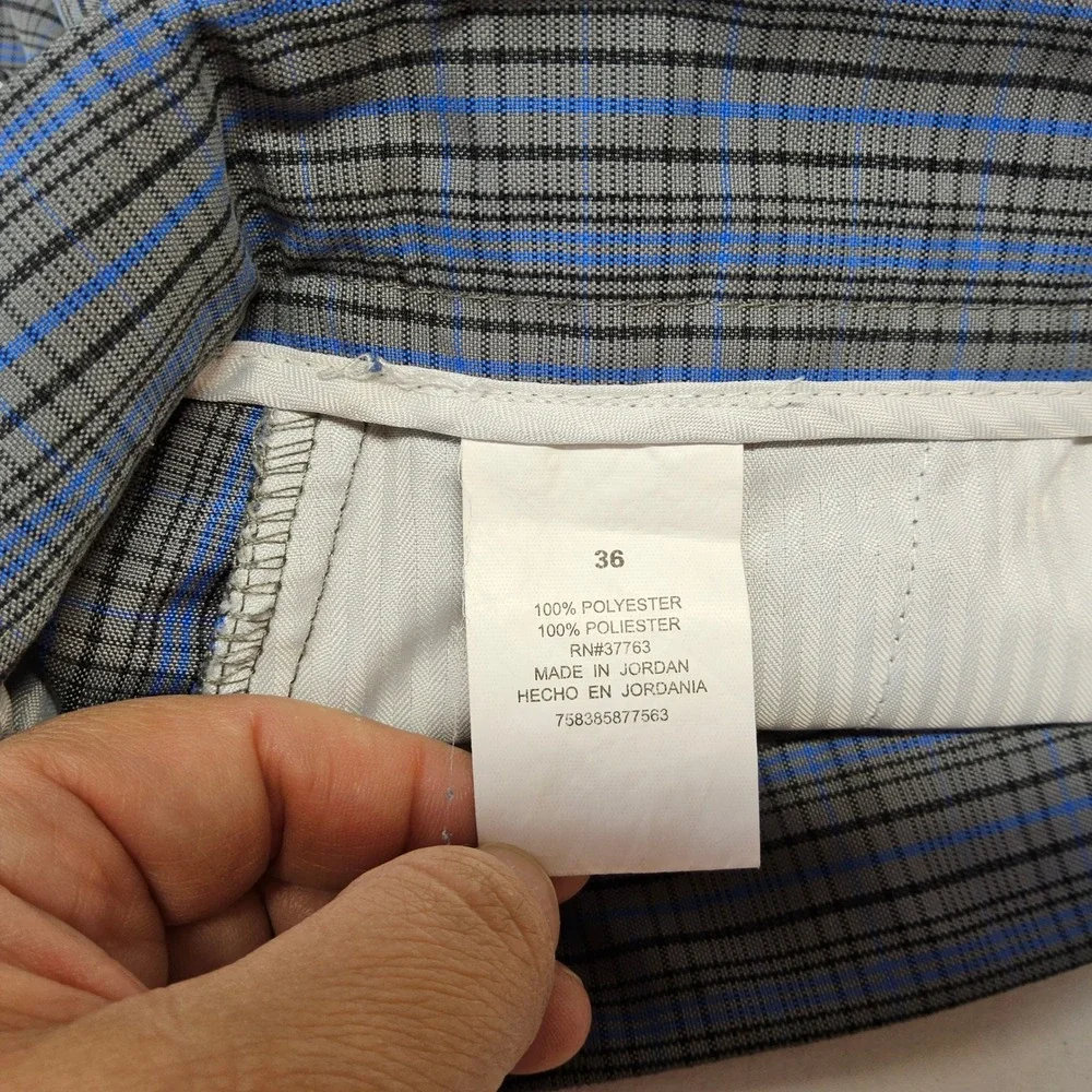 Ben Hogan Performance Golf Shorts‎ Mens 36 Grey Blue Plaid Check Athletic